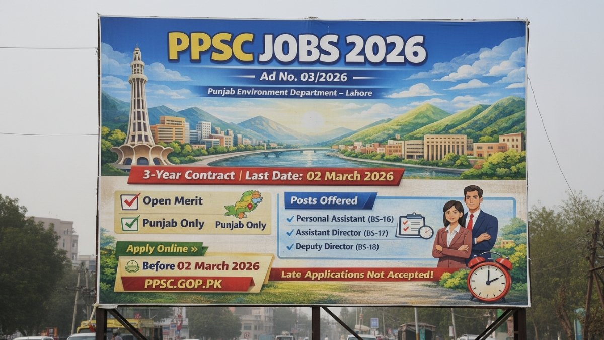 PPSC Jobs 2026 Ad No 03/2026 Lahore Punjab Environment Protection Department 3 year contract last date 02 March 2026 apply online ppsc.gop.pk