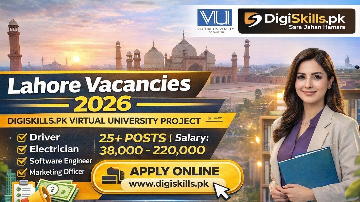 Lahore Vacancies 2026 DigiSkills PK Virtual University Project Jobs Lahore advertisement